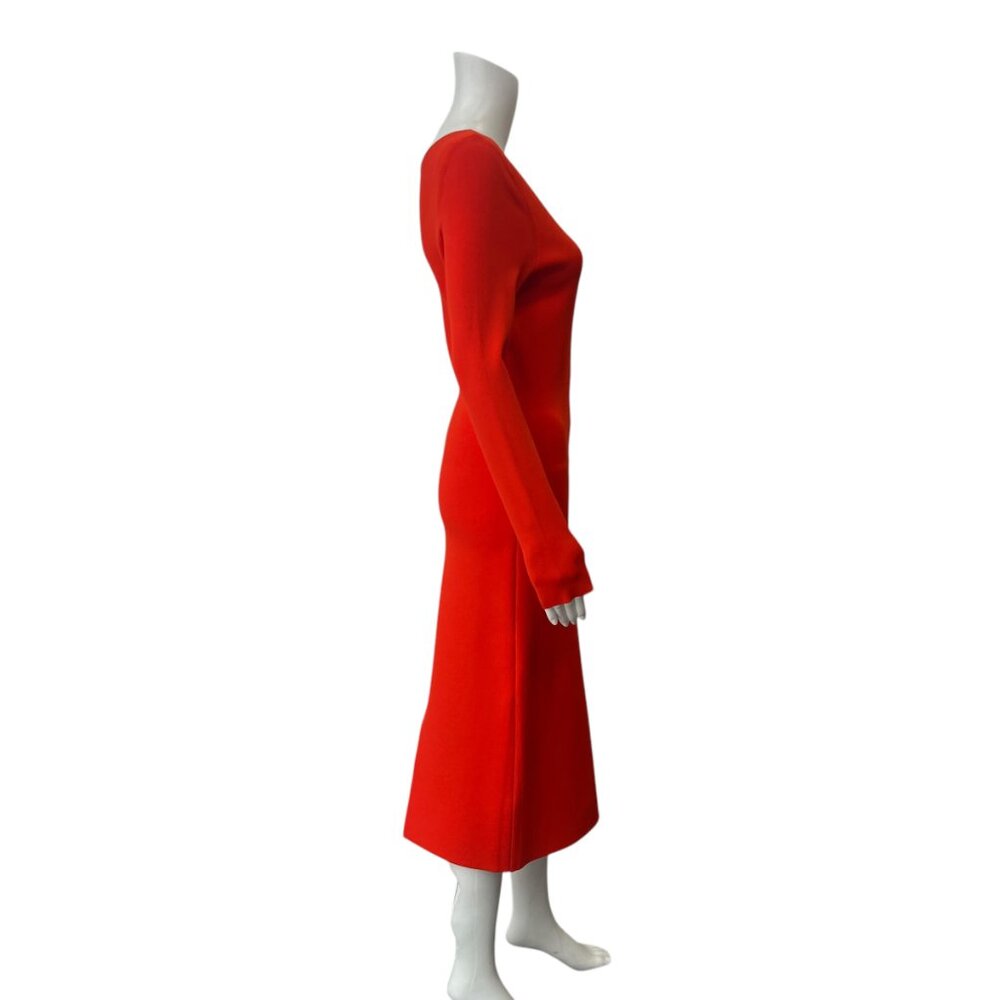 $890 Victoria Beckham VB Body Rust Orange One Shoulder Midi Dress size 3/L/8 - Picture 5 of 9